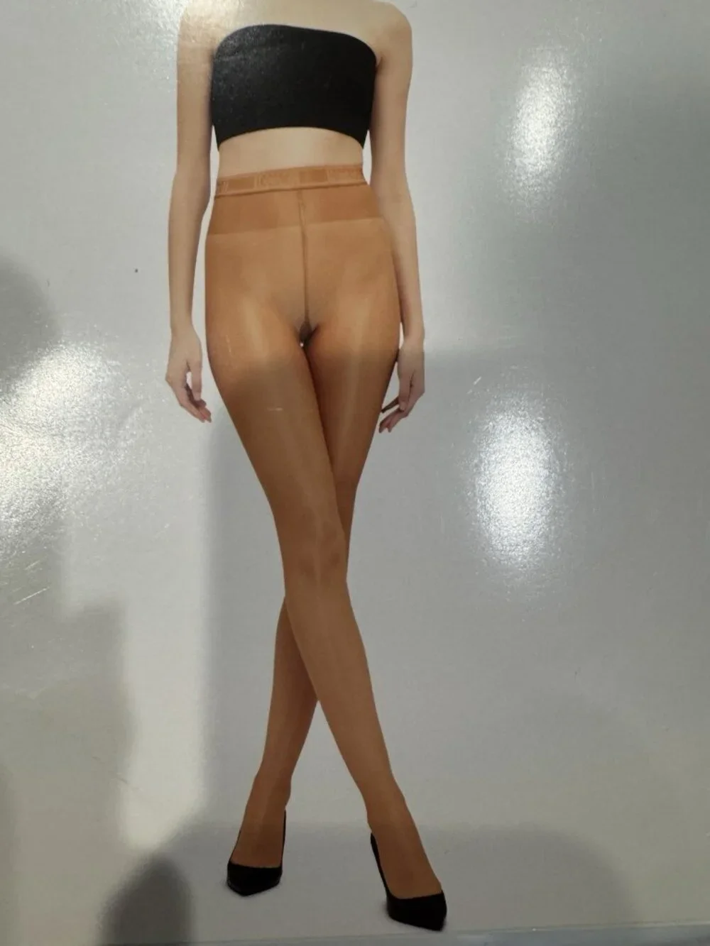 Wolford Satin Touch Shimmering 40 Den Tights Hose Black Women's XL NEW
